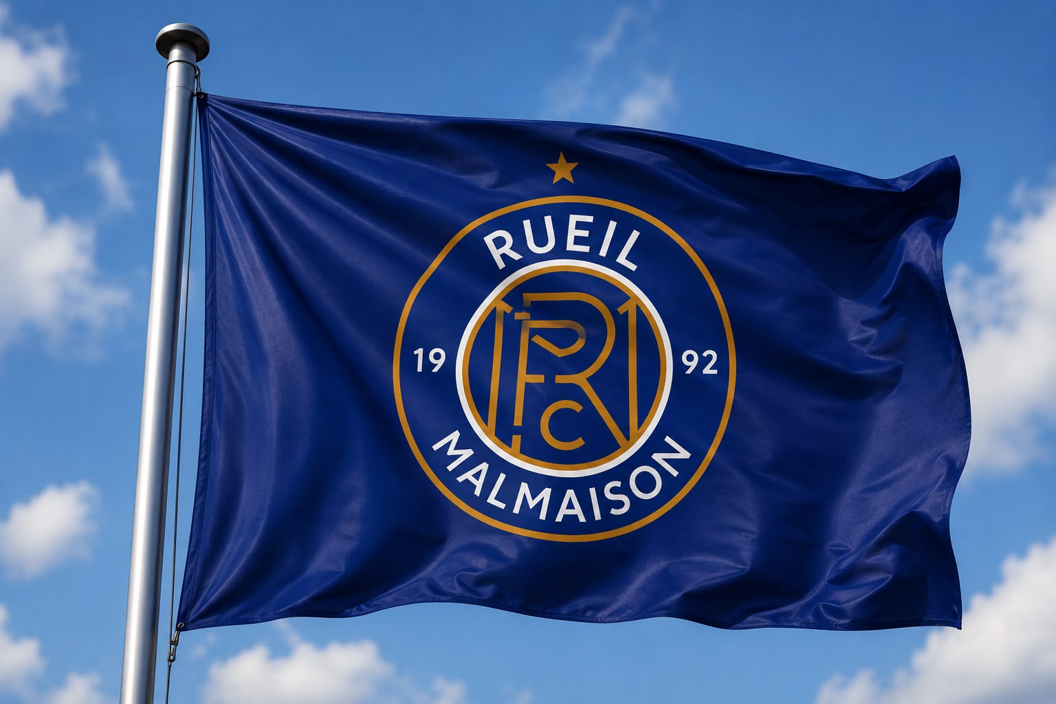 Drapeau du FC Rueil Malmaison flottant au vent